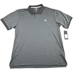 Adidas Mens Jacquard Polo Shirt Charcoal Grey Geometric‎ 3D Pattern Golf Top XL